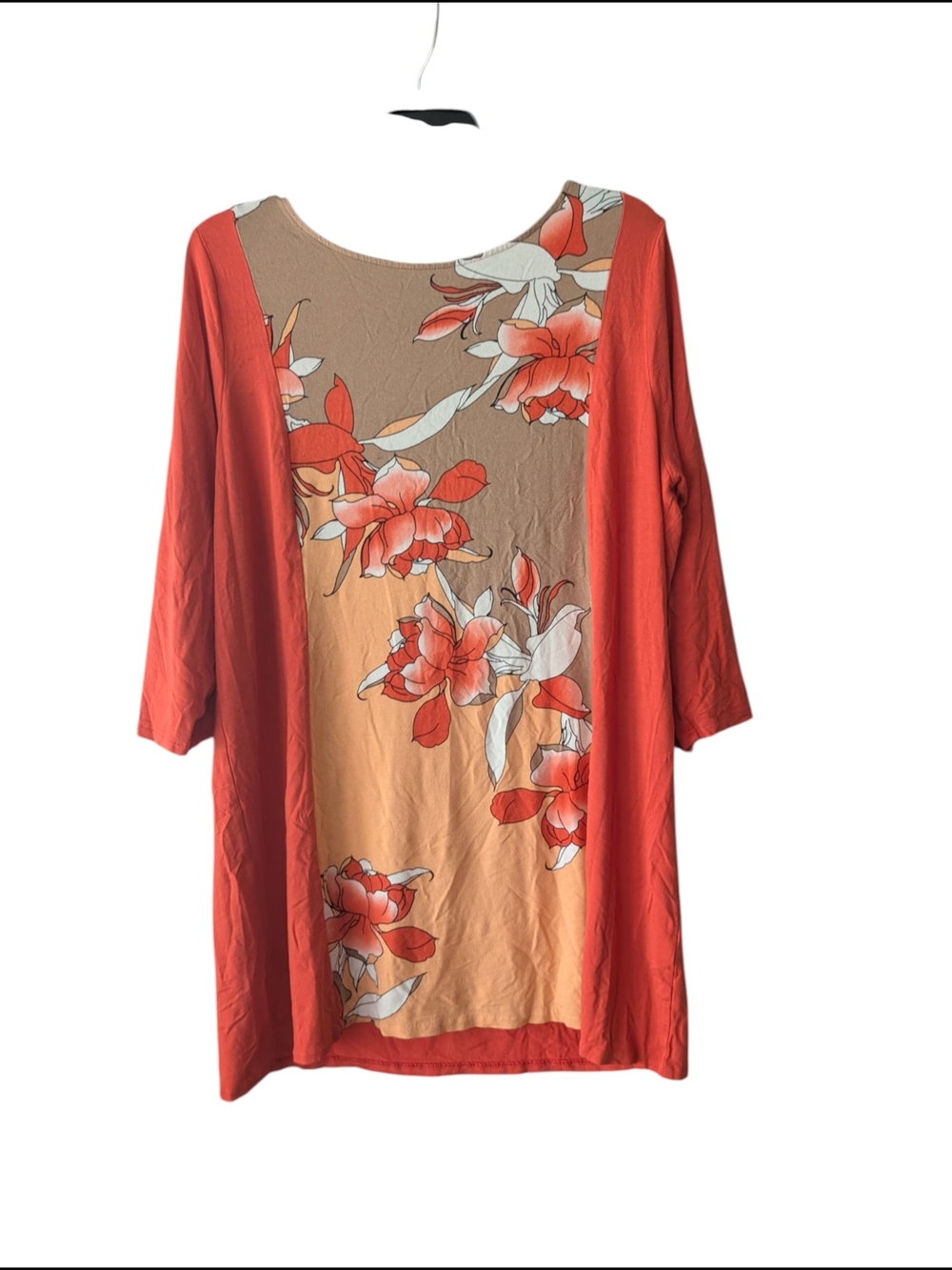 J.Jill Coral Floral Panel Slinky Tunic Top Sz.1X